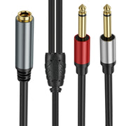 Cavo adattatore audio mono da 6,35 mm TRS stereo femmina a 2 x 6,35 mm TS maschio, 0.3m, 1m, 3m, 5m