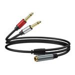 Cavo adattatore audio 6,35 mm TRS femmina a 2 TS maschio
