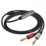 Cavo adattatore audio 6,35 mm TRS femmina a 2 TS maschio