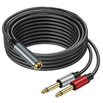 Cavo adattatore audio 6,35 mm TRS femmina a 2 TS maschio