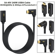 Cavo di estensione dati a gomito multifunzione USB-C/Tipo-C da maschio a femmina da 240 W, 1m