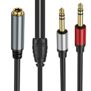 Cavo adattatore audio stereo Y splitter da 6,35 mm femmina a 2 x 6,35 mm maschio placcato oro, 0.3m, 1m, 2m, 3m, 5m