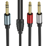 Cavo audio adattatore splitter Y mono TS maschio da 6,35 mm placcato oro a doppio suono TRS stereo a 2 x 6,35 mm, 0.3m, 1m, 2m, 3m, 5m