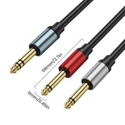 Cavo audio adattatore splitter Y mono TS maschio da 6,35 mm placcato oro a doppio suono TRS stereo a 2 x 6,35 mm, 0.3m, 1m, 2m, 3m, 5m