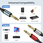 Cavo audio adattatore splitter Y mono TS maschio da 6,35 mm placcato oro a doppio suono TRS stereo a 2 x 6,35 mm, 0.3m, 1m, 2m, 3m, 5m