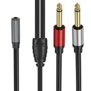 Cavo audio adattatore splitter mono Y da 3,5 mm TRS femmina a 2 x 6,35 mm TS maschio placcato oro, 0.3m, 1m, 2m, 3m, 5m