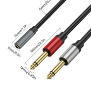 Cavo audio adattatore splitter mono Y da 3,5 mm TRS femmina a 2 x 6,35 mm TS maschio placcato oro, 0.3m, 1m, 2m, 3m, 5m