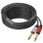 Cavo adattatore audio splitter Y 3,5 mm a 2 x 6,35 mm oro