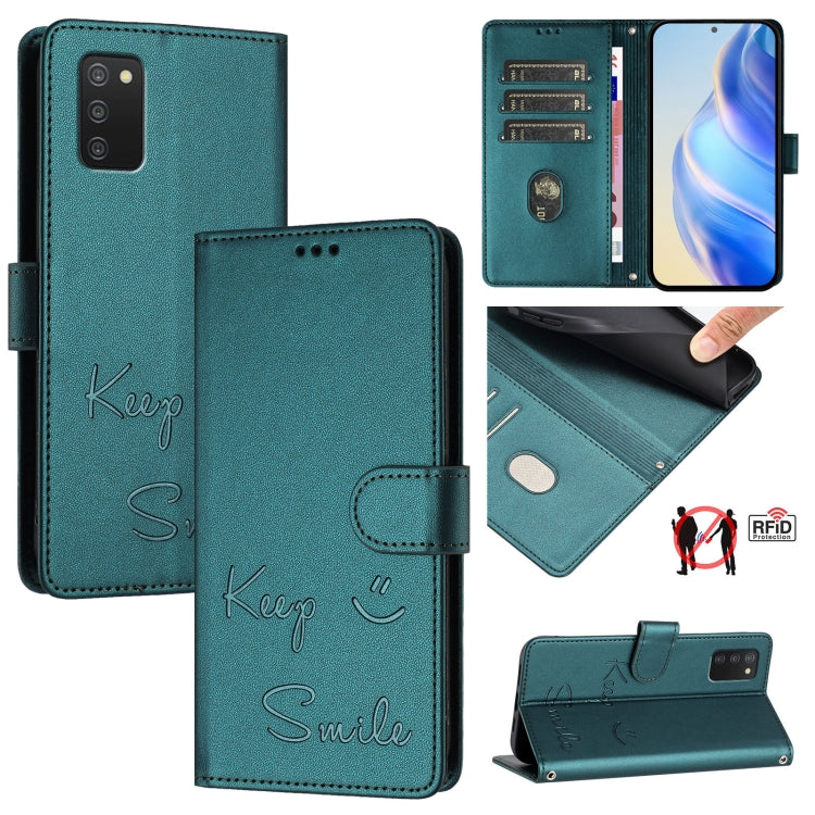 Custodia per telefono in pelle RFID con stampa Smile Embossing, For Samsung Galaxy A52 4G / 5G / A52s 5G, For Samsung Galaxy A03s 164mm, For Samsung Galaxy A03s 166mm, For Samsung Galaxy A03s 165.8mm