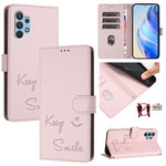 Custodia per telefono in pelle RFID con stampa Smile Embossing, For Samsung Galaxy A22 4G, For Samsung Galaxy A32 4G, For Samsung Galaxy A02 / M02, For Samsung Galaxy A72 4G / 5G