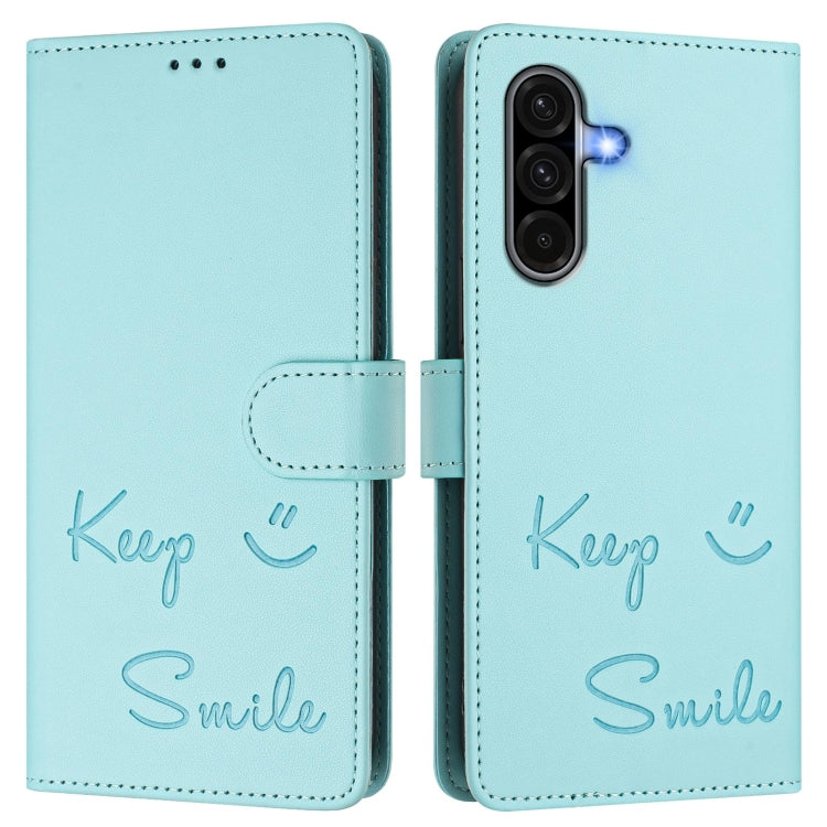 Custodia per telefono in pelle RFID con stampa Smile Embossing, For Samsung Galaxy A56 5G, For Samsung Galaxy A26 5G, For Samsung Galaxy A36 5G, For Samsung Galaxy A16 4G