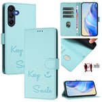 Custodia per telefono in pelle RFID con stampa Smile Embossing, For Samsung Galaxy A56 5G, For Samsung Galaxy A26 5G, For Samsung Galaxy A36 5G, For Samsung Galaxy A16 4G