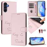 Custodia per telefono in pelle RFID con stampa Smile Embossing, For Samsung Galaxy A56 5G, For Samsung Galaxy A26 5G, For Samsung Galaxy A36 5G, For Samsung Galaxy A16 4G