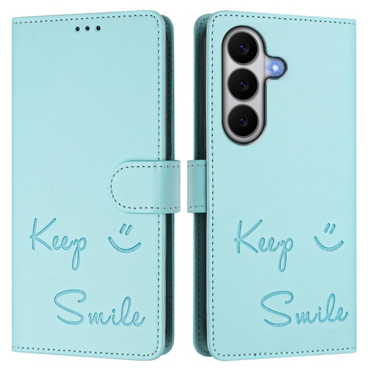 Custodia per telefono in pelle RFID con stampa Smile Embossing, For Galaxy A27 5G, For Samsung Galaxy A17 4G, For Samsung Galaxy A07 4G, For Samsung Galaxy A06 5G / 4G