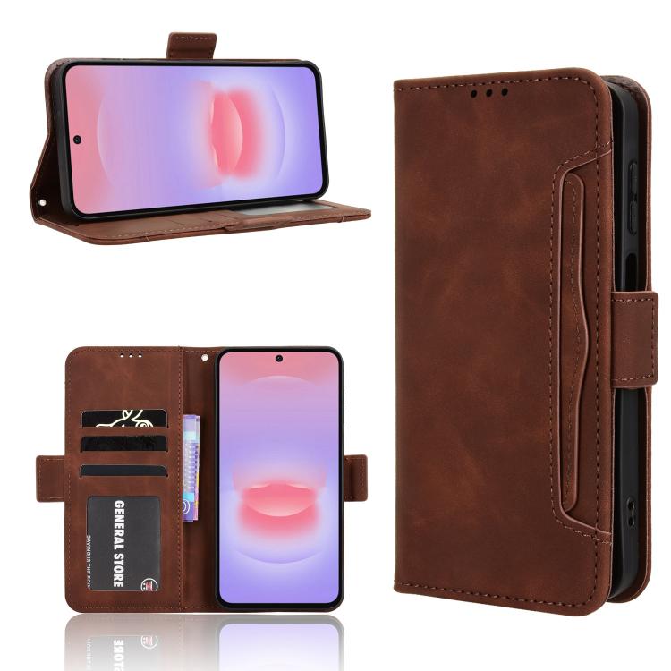 Custodia per telefono in pelle con fessure per carte e texture in vitello effetto pelle, For Galaxy A57 5G, For Galaxy A37 5G, For Galaxy A27 5G, For Samsung Galaxy A07 4G