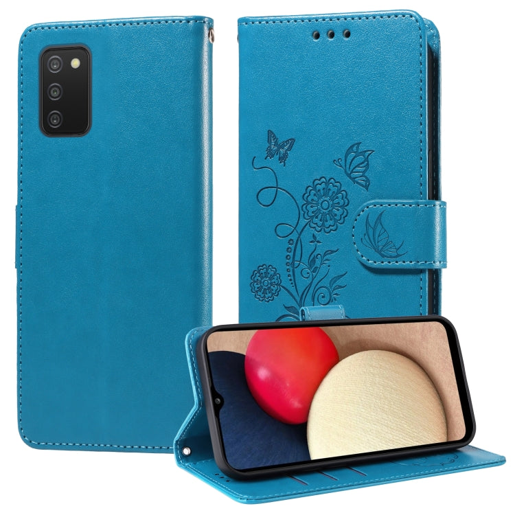 Custodia per telefono in pelle con fiori di farfalla in rilievo, For Galaxy A03s 166mm EU, For Galaxy A02s 166mm US, For Galaxy A22 5G, For Galaxy A32 4G