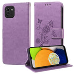 Custodia per telefono in pelle con fiori di farfalla in rilievo, For Galaxy A33 5G, For Galaxy A03 166mm EU, For Galaxy A03 164mm Global, For Galaxy A22 4G EU