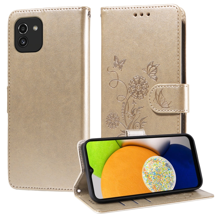 Custodia per telefono in pelle con fiori di farfalla in rilievo, For Galaxy A33 5G, For Galaxy A03 166mm EU, For Galaxy A03 164mm Global, For Galaxy A22 4G EU