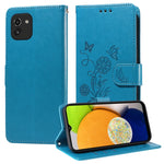 Custodia per telefono in pelle con fiori di farfalla in rilievo, For Galaxy A33 5G, For Galaxy A03 166mm EU, For Galaxy A03 164mm Global, For Galaxy A22 4G EU