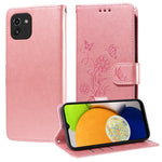 Custodia per telefono in pelle con fiori di farfalla in rilievo, For Galaxy A33 5G, For Galaxy A03 166mm EU, For Galaxy A03 164mm Global, For Galaxy A22 4G EU