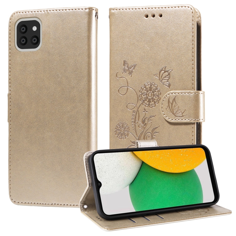 Custodia per telefono in pelle con fiori di farfalla in rilievo, For Galaxy A33 5G, For Galaxy A03 166mm EU, For Galaxy A03 164mm Global, For Galaxy A22 4G EU