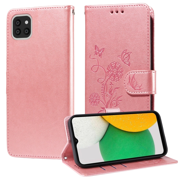Custodia per telefono in pelle con fiori di farfalla in rilievo, For Galaxy A33 5G, For Galaxy A03 166mm EU, For Galaxy A03 164mm Global, For Galaxy A22 4G EU
