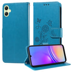 Custodia per telefono in pelle con fiori di farfalla in rilievo, For Galaxy A55 5G, For Galaxy A35 5G, For Galaxy A05, For Galaxy A05s