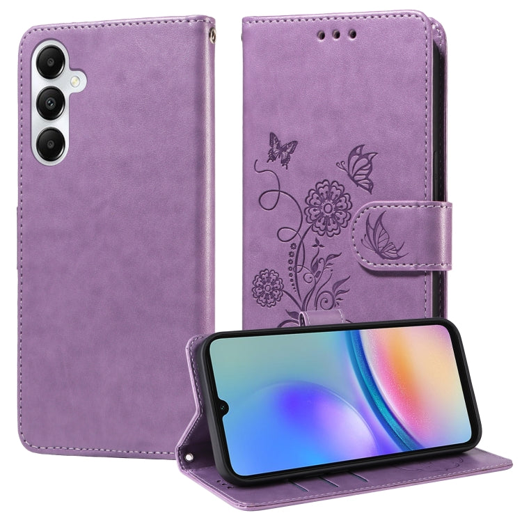 Custodia per telefono in pelle con fiori di farfalla in rilievo, For Galaxy A55 5G, For Galaxy A35 5G, For Galaxy A05, For Galaxy A05s