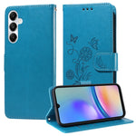 Custodia per telefono in pelle con fiori di farfalla in rilievo, For Galaxy A55 5G, For Galaxy A35 5G, For Galaxy A05, For Galaxy A05s