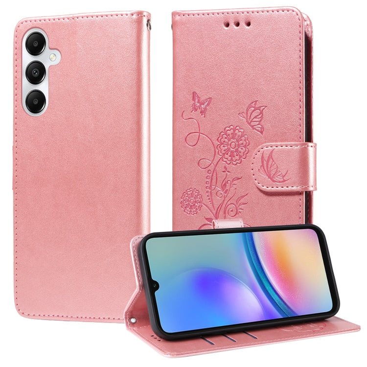 Custodia per telefono in pelle con fiori di farfalla in rilievo, For Galaxy A55 5G, For Galaxy A35 5G, For Galaxy A05, For Galaxy A05s