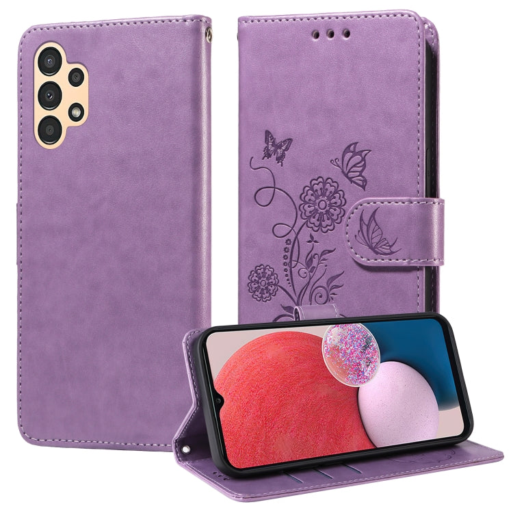Custodia per telefono in pelle con fiori di farfalla in rilievo, For Galaxy A12 4G / 5G, For Galaxy A13 4G / 5G, For Galaxy A53 5G, For Galaxy A73 5G