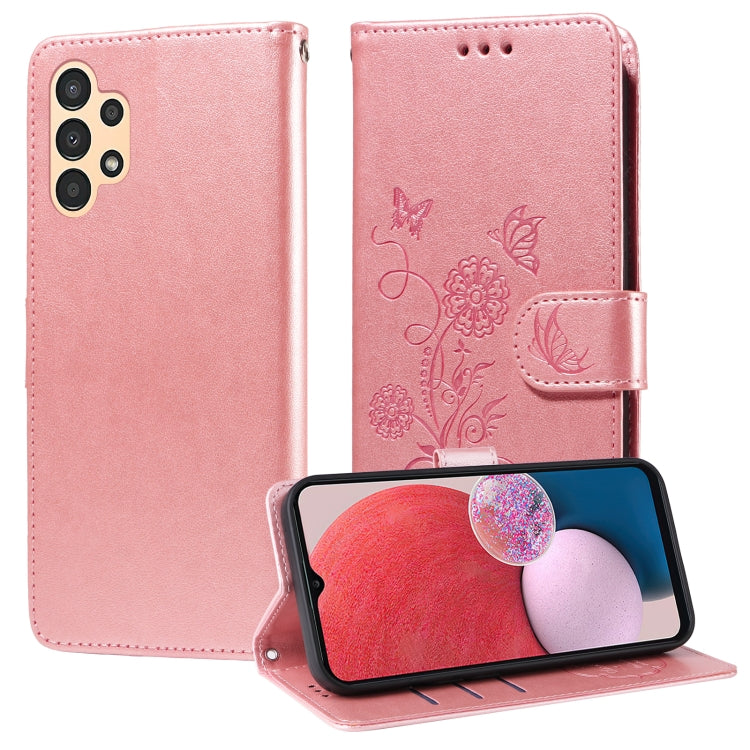Custodia per telefono in pelle con fiori di farfalla in rilievo, For Galaxy A12 4G / 5G, For Galaxy A13 4G / 5G, For Galaxy A53 5G, For Galaxy A73 5G