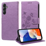 Custodia per telefono in pelle con fiori di farfalla in rilievo, For Galaxy A14 4G / 5G, For Galaxy A24 5G, For Galaxy A34 5G, For Galaxy A54 5G