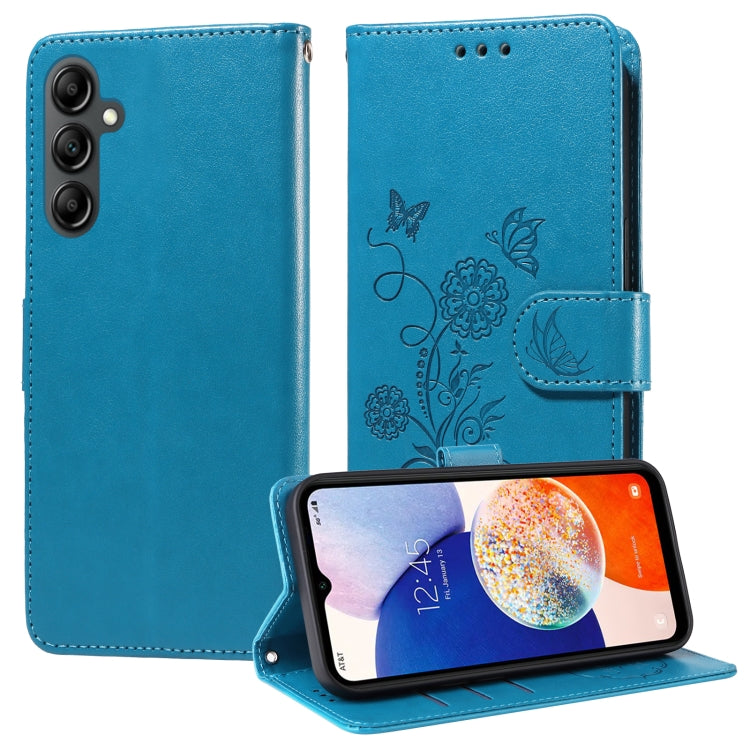 Custodia per telefono in pelle con fiori di farfalla in rilievo, For Galaxy A14 4G / 5G, For Galaxy A24 5G, For Galaxy A34 5G, For Galaxy A54 5G