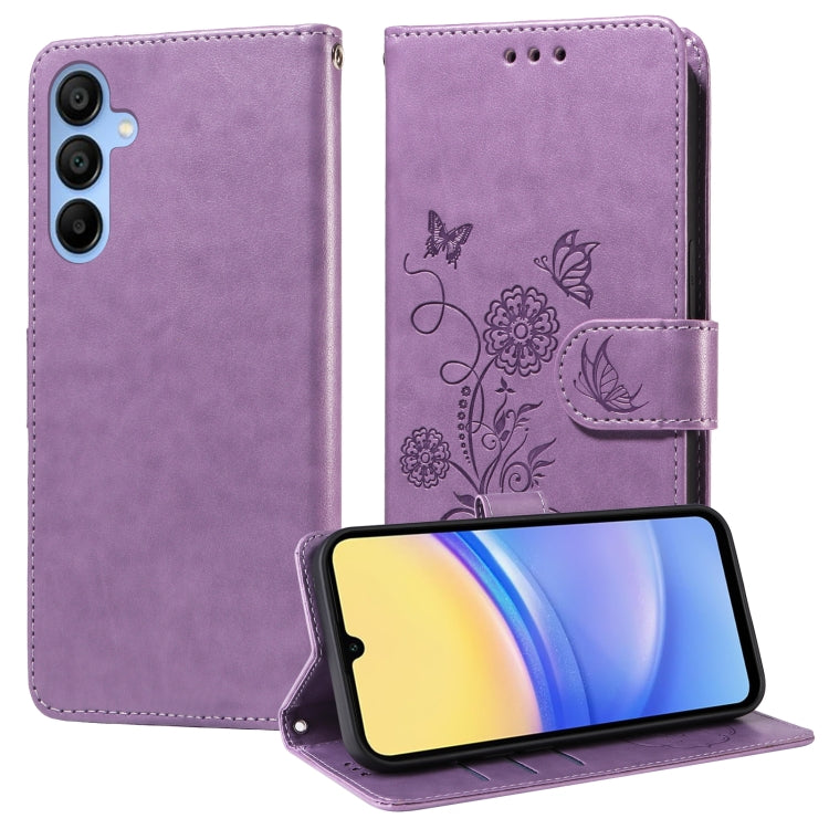 Custodia per telefono in pelle con fiori di farfalla in rilievo, For Galaxy A06 4G / 5G, For Galaxy A36 5G / A56 5G, For Galaxy A06, For Galaxy A15 4G / 5G