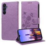 Custodia per telefono in pelle con fiori di farfalla in rilievo, For Galaxy A57 5G, For Galaxy A37 5G, For Galaxy A27 5G, For Galaxy A17 / A26 / A16 5G