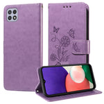 Custodia per telefono in pelle con fiori di farfalla in rilievo, For Galaxy A03s 166mm EU, For Galaxy A02s 166mm US, For Galaxy A22 5G, For Galaxy A32 4G