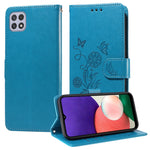 Custodia per telefono in pelle con fiori di farfalla in rilievo, For Galaxy A03s 166mm EU, For Galaxy A02s 166mm US, For Galaxy A22 5G, For Galaxy A32 4G