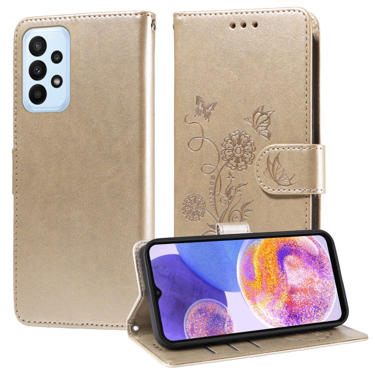 Custodia per telefono in pelle con fiori di farfalla in rilievo, For Galaxy A25 5G Global, For Galaxy A25 5G Japan Version / A25e, For Galaxy A23 4G / 5G, For Galaxy A04e 4G / F04