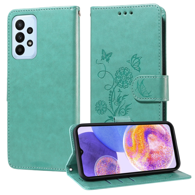Custodia per telefono in pelle con fiori di farfalla in rilievo, For Galaxy A25 5G Global, For Galaxy A25 5G Japan Version / A25e, For Galaxy A23 4G / 5G, For Galaxy A04e 4G / F04