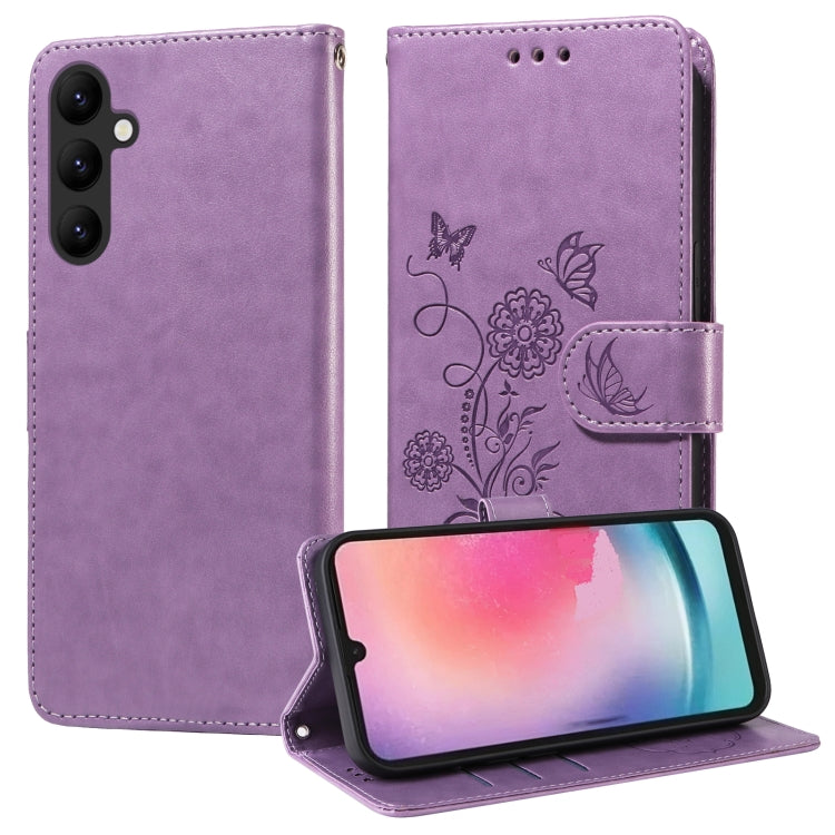 Custodia per telefono in pelle con fiori di farfalla in rilievo, For Galaxy A14 4G / 5G, For Galaxy A24 5G, For Galaxy A34 5G, For Galaxy A54 5G