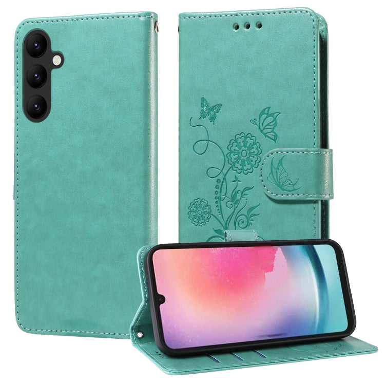Custodia per telefono in pelle con fiori di farfalla in rilievo, For Galaxy A14 4G / 5G, For Galaxy A24 5G, For Galaxy A34 5G, For Galaxy A54 5G