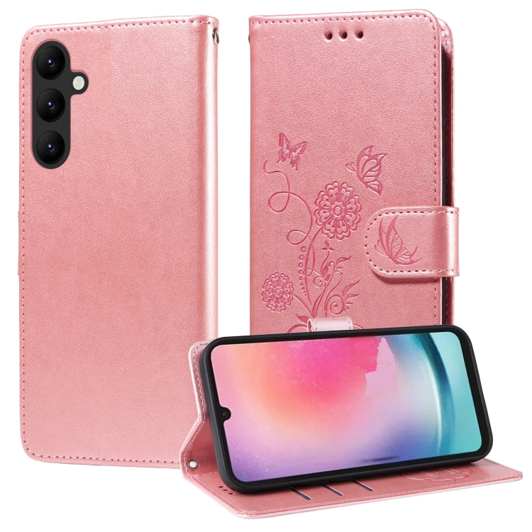 Custodia per telefono in pelle con fiori di farfalla in rilievo, For Galaxy A14 4G / 5G, For Galaxy A24 5G, For Galaxy A34 5G, For Galaxy A54 5G