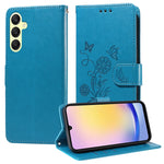 Custodia per telefono in pelle con fiori di farfalla in rilievo, For Galaxy A25 5G Global, For Galaxy A25 5G Japan Version / A25e, For Galaxy A23 4G / 5G, For Galaxy A04e 4G / F04