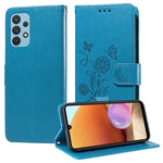 Custodia per telefono in pelle con fiori di farfalla in rilievo, For Galaxy A03s 166mm EU, For Galaxy A02s 166mm US, For Galaxy A22 5G, For Galaxy A32 4G