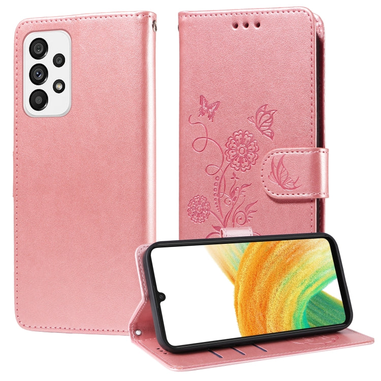 Custodia per telefono in pelle con fiori di farfalla in rilievo, For Galaxy A33 5G, For Galaxy A03 166mm EU, For Galaxy A03 164mm Global, For Galaxy A22 4G EU