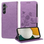 Custodia per telefono in pelle con fiori di farfalla in rilievo, For Galaxy A14 4G / 5G, For Galaxy A24 5G, For Galaxy A34 5G, For Galaxy A54 5G