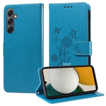 Custodia per telefono in pelle con fiori di farfalla in rilievo, For Galaxy A14 4G / 5G, For Galaxy A24 5G, For Galaxy A34 5G, For Galaxy A54 5G