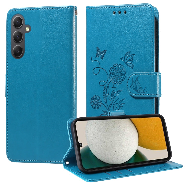 Custodia per telefono in pelle con fiori di farfalla in rilievo, For Galaxy A14 4G / 5G, For Galaxy A24 5G, For Galaxy A34 5G, For Galaxy A54 5G