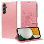 Custodia per telefono in pelle con fiori di farfalla in rilievo, For Galaxy A14 4G / 5G, For Galaxy A24 5G, For Galaxy A34 5G, For Galaxy A54 5G
